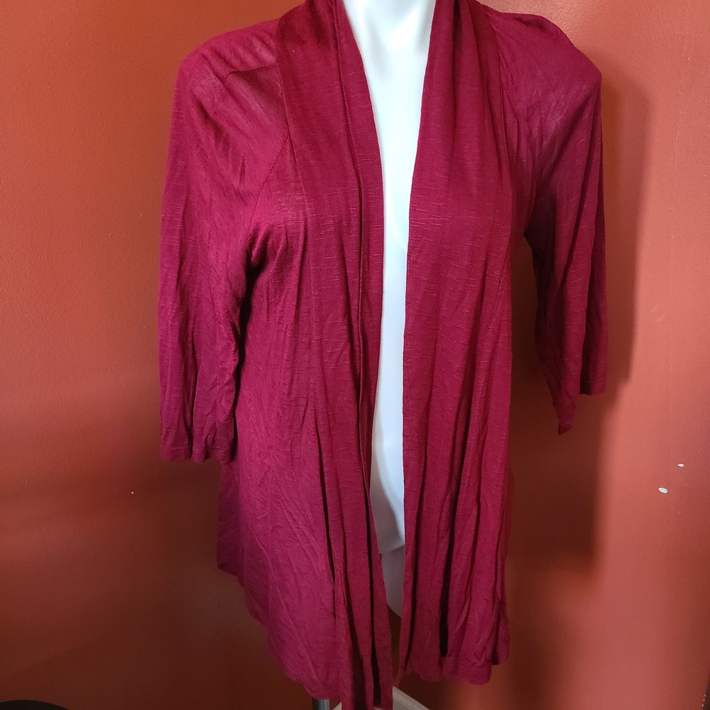 AB Studio Burgandy Open Cardigan Size Large